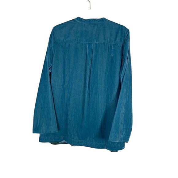 Soft Surroundings Floral Top L Blue Embroidery Tunic Boho Western Old Money Chic - Picture 9 of 12